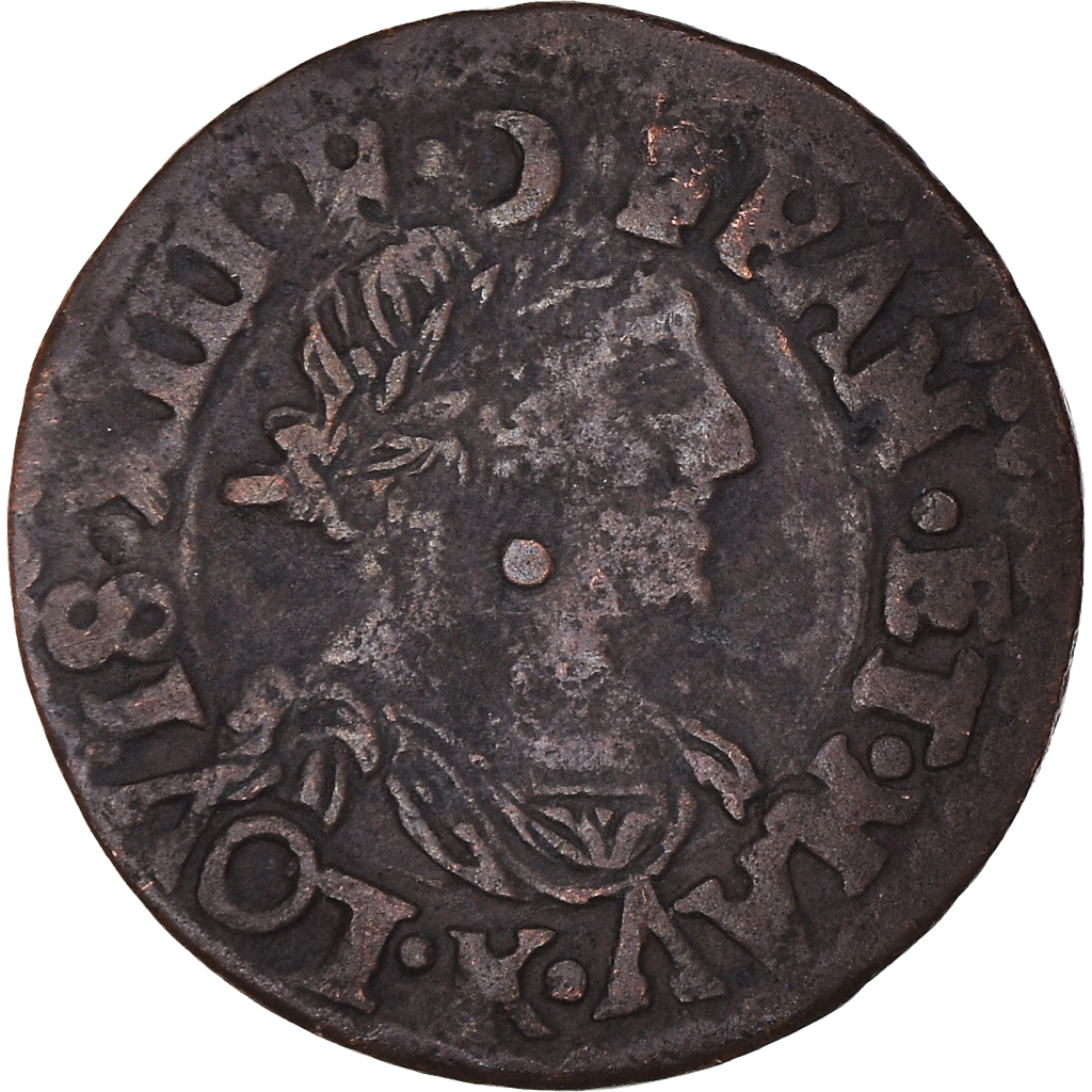 Coin, France, Louis XIII, Double Tournois, 1639, Bordeaux, , Copper