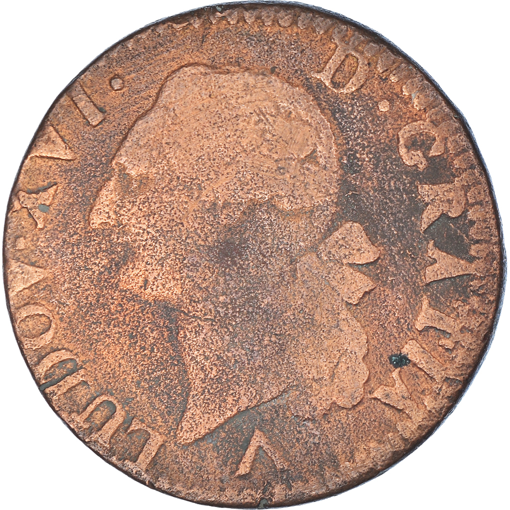 Coin, France, Louis XVI, Sol ou sou, Sol, 1778, Lille, , Copper