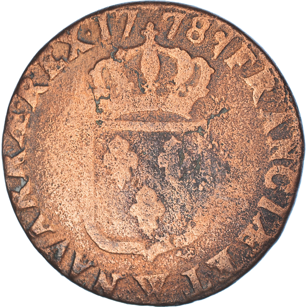 Coin, France, Louis XVI, Sol ou sou, Sol, 1778, Lille, , Copper