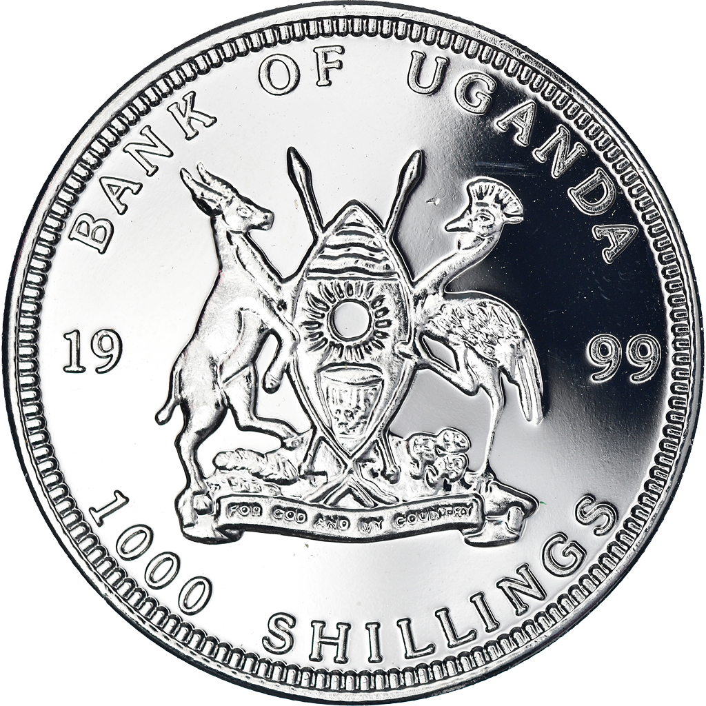 Coin, Uganda, New euro - Austria 5 cents, 1000 Shillings, 1999, 