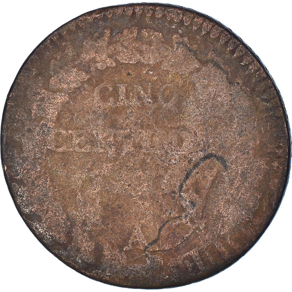 Coin, France, Dupré, 5 Centimes, Paris, Surfrappe du Décime, 