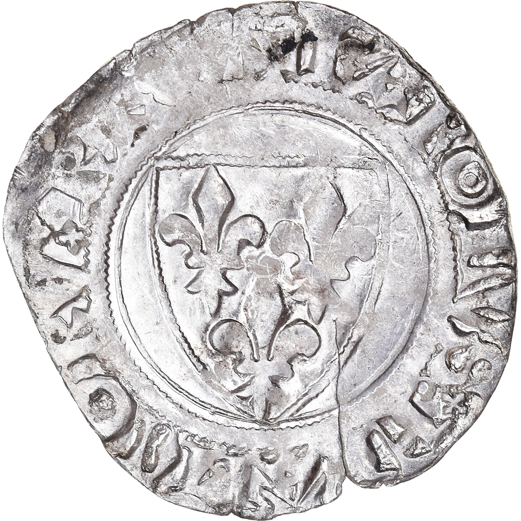 Coin, France, Charles VI, Blanc Guénar, Sainte-Menehould ou