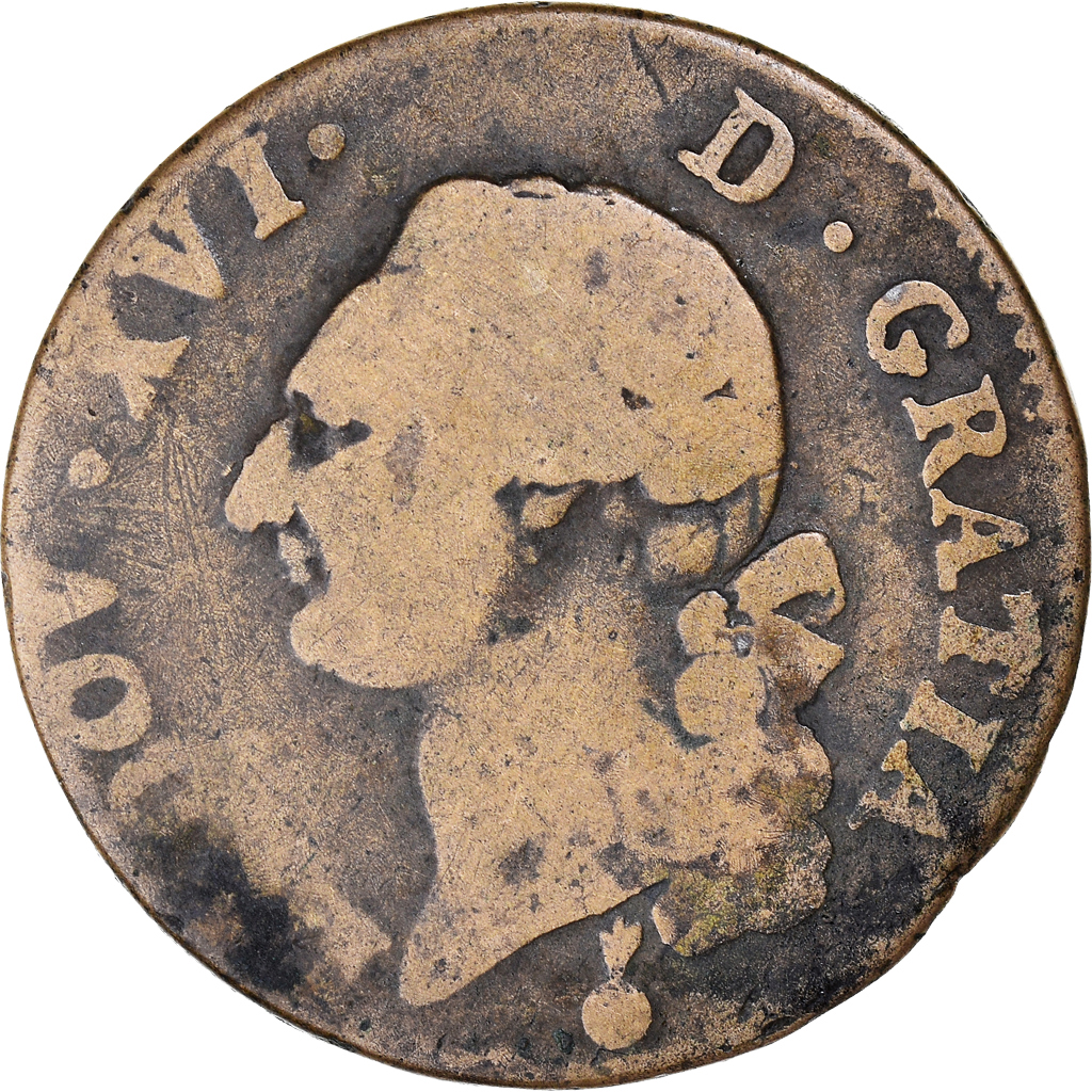 Coin, France, Louis XVI, Sol, 17[??], Metz, , Copper, Gadoury:350