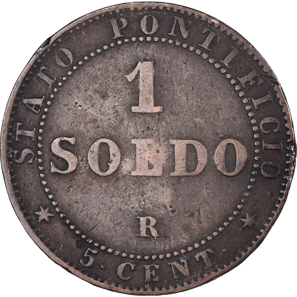 Coin, ITALIAN STATES, PAPAL STATES, Pius IX, Soldo, 5 Centesimi, 1867, Roma
