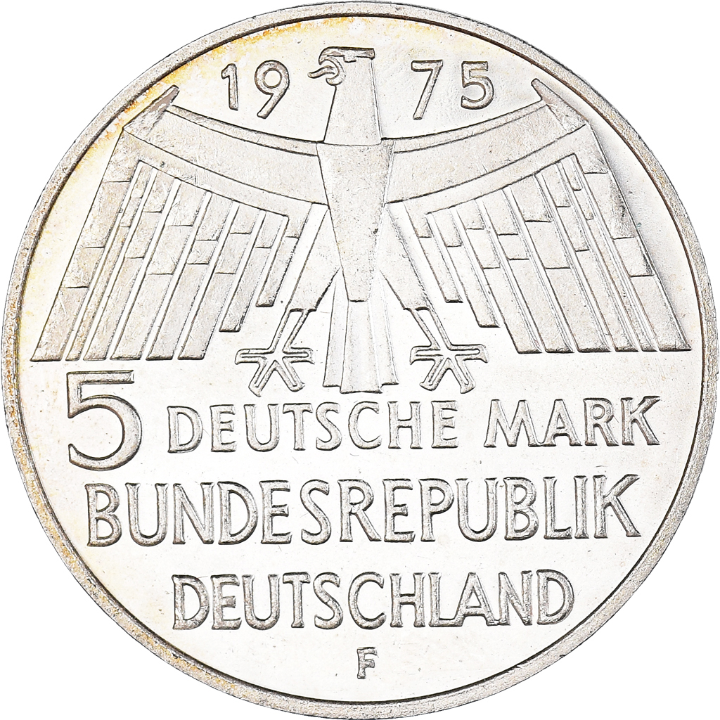 Coin, GERMANY - FEDERAL REPUBLIC, 5 Mark, 1975, Stuttgart, Germany, 