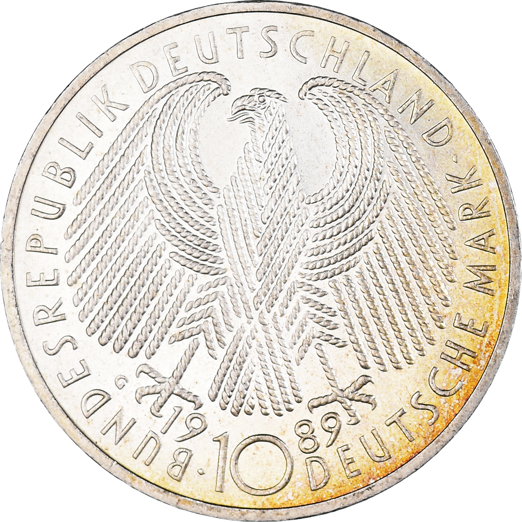 Coin, GERMANY - FEDERAL REPUBLIC, 10 Mark, 1989, Karlsruhe, Germany, 