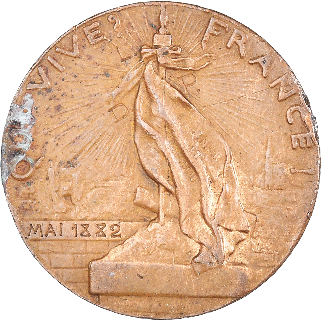 Francia, zeton, Ligue des Patriotes, 1882, Mercié, MBC, Bronce
