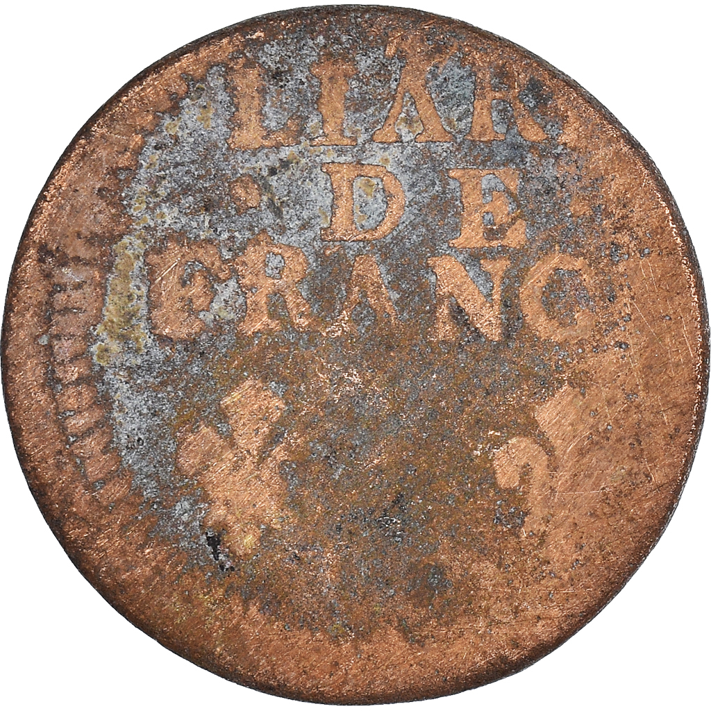 Moneda, Francia, Louis XIV, Liard, BC, Cobre, Gadoury:81