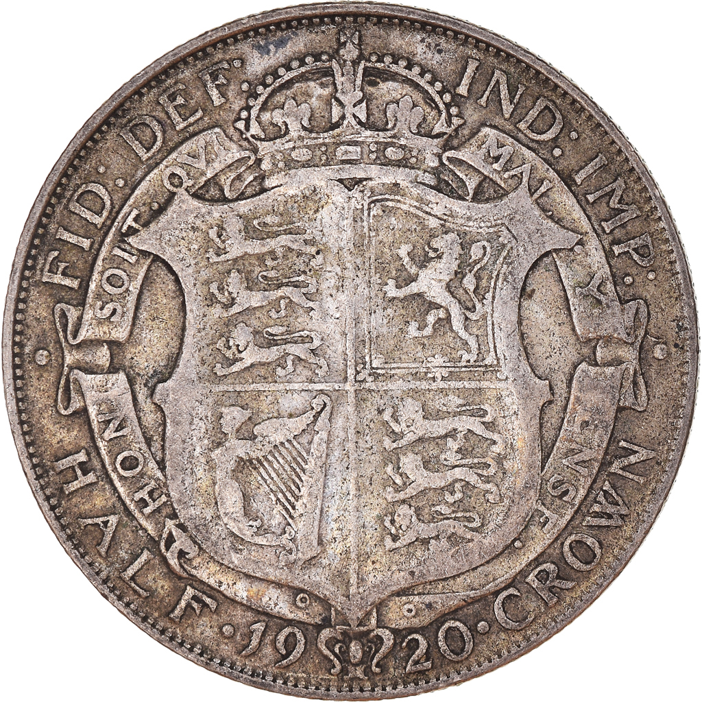 Coin, Great Britain, George V, 1/2 Crown, 1920, , Silver, KM:818.1a