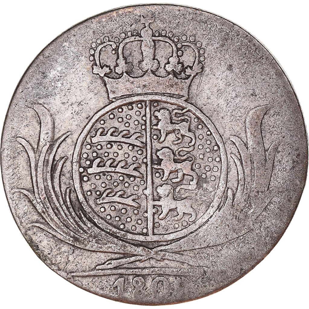 Coin, German States, WURTTEMBERG, Friedrich I, 6 Kreuzer, 1809, 