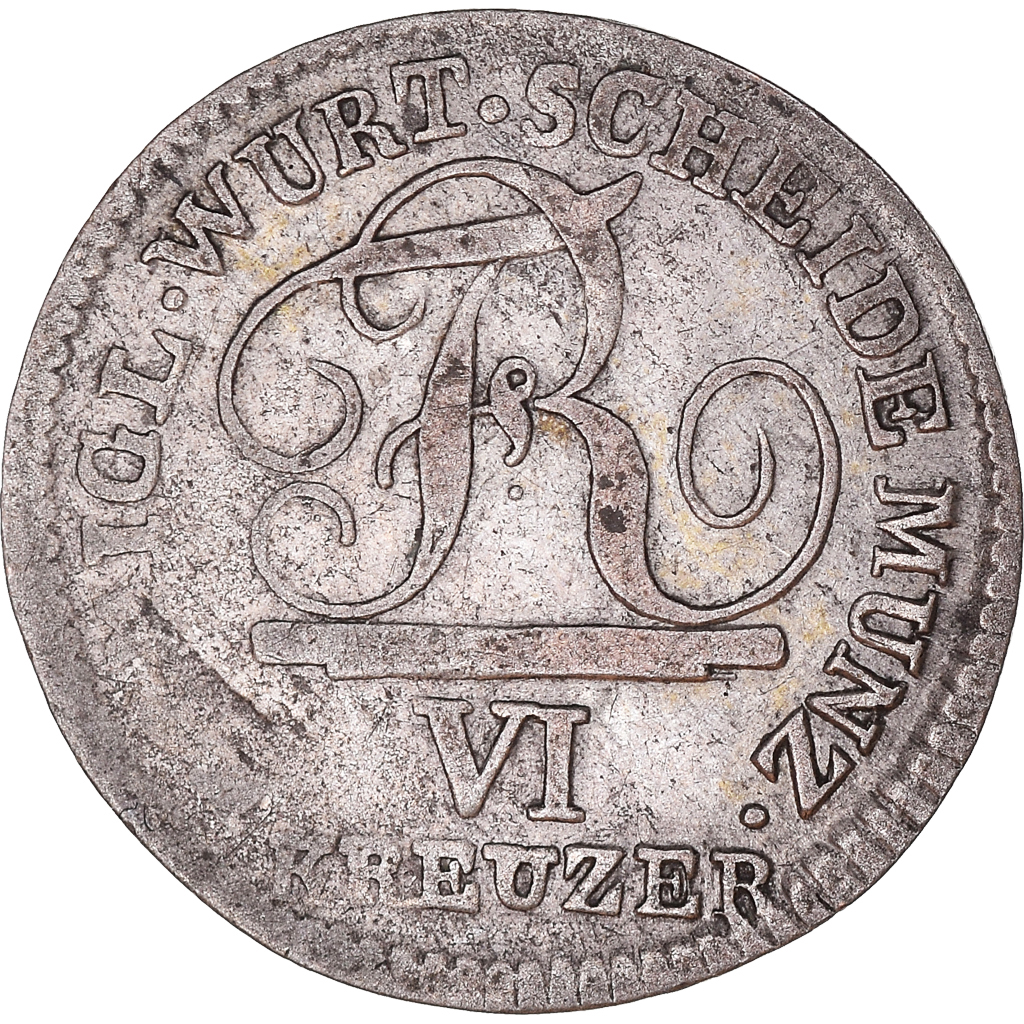 Coin, German States, WURTTEMBERG, Friedrich I, 6 Kreuzer, 1809, 