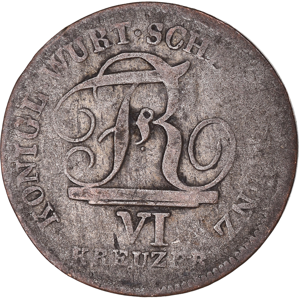 Coin, German States, WURTTEMBERG, Friedrich I, 6 Kreuzer, 1810, 