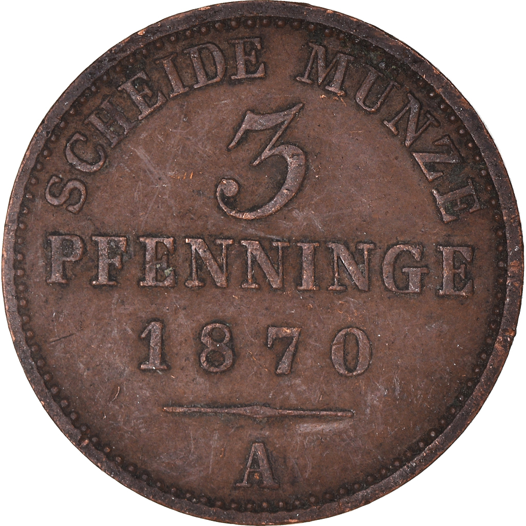 Coin, German States, PRUSSIA, Wilhelm I, 3 Pfennig, 1870, Berlin, 