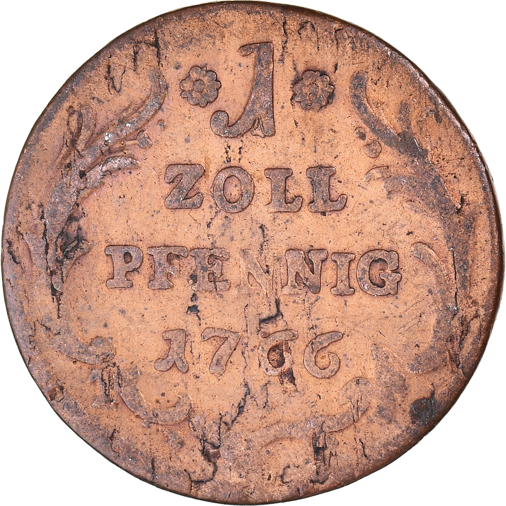 Coin, German States, PFALZ-ELECTORAL PFALZ, Karl Theodor, Zollpfennig, 1766
