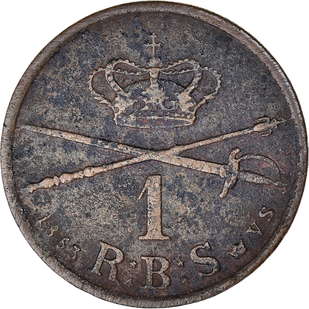 Coin, Denmark, Frederik VII, Rigsbankskilling, 1853, Copenhagen, 