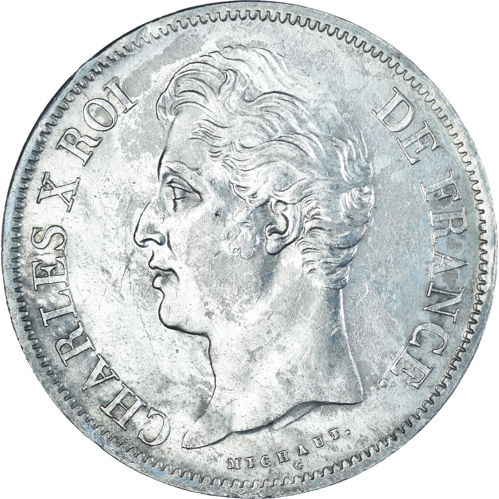 Coin, France, Charles X, 5 Francs, 1828, Rouen, , Silver, KM:728.2
