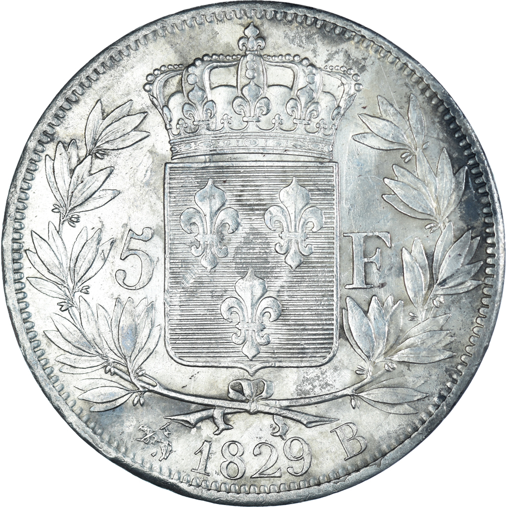 Coin, France, Charles X, 5 Francs, 1828, Rouen, , Silver, KM:728.2