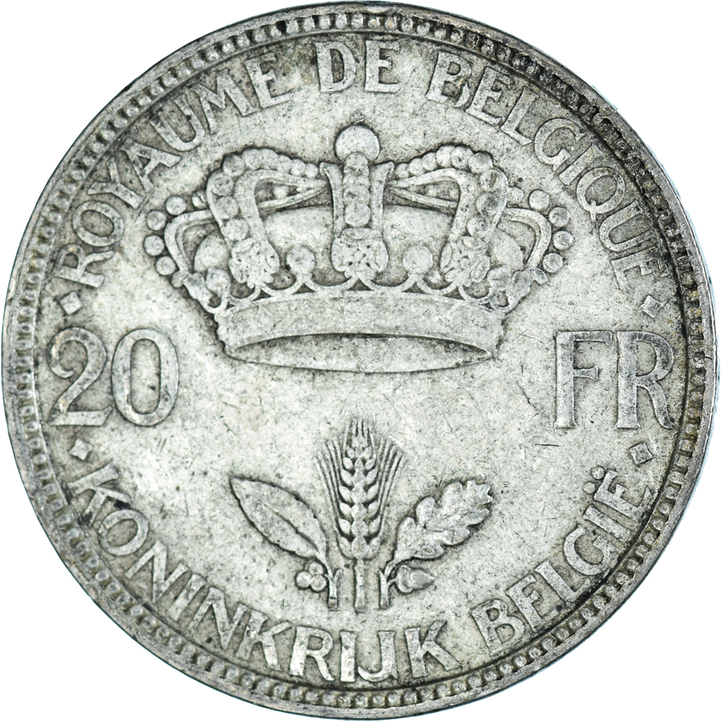 Coin, Belgium, Leopold III, 20 Francs, 20 Frank, 1935, Brussels, 