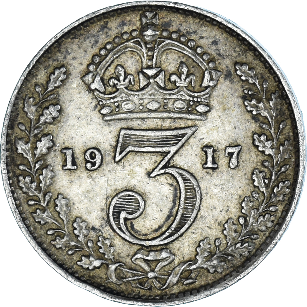 Coin, Great Britain, George V, 3 Pence, 1917, British Royal Mint, 