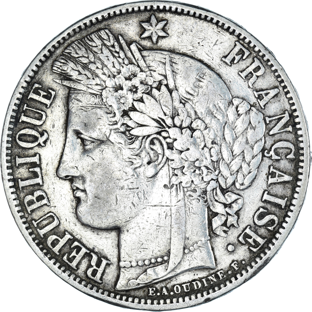 Coin, France, Cérès, 5 Francs, 1870, Paris, sans légende, , Silver