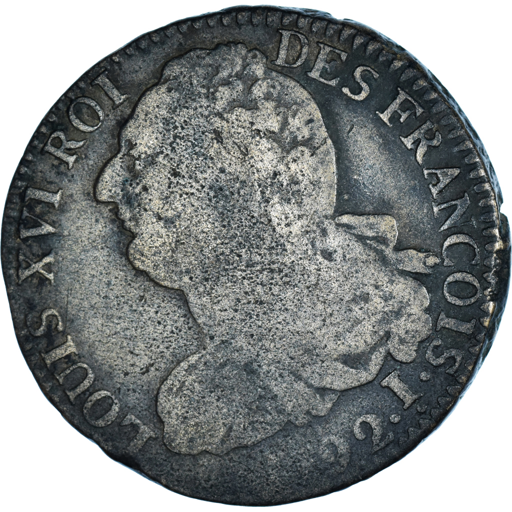 Coin, France, Louis XVI, 2 sols François, 1792 / AN 4, Clermont-Ferrand