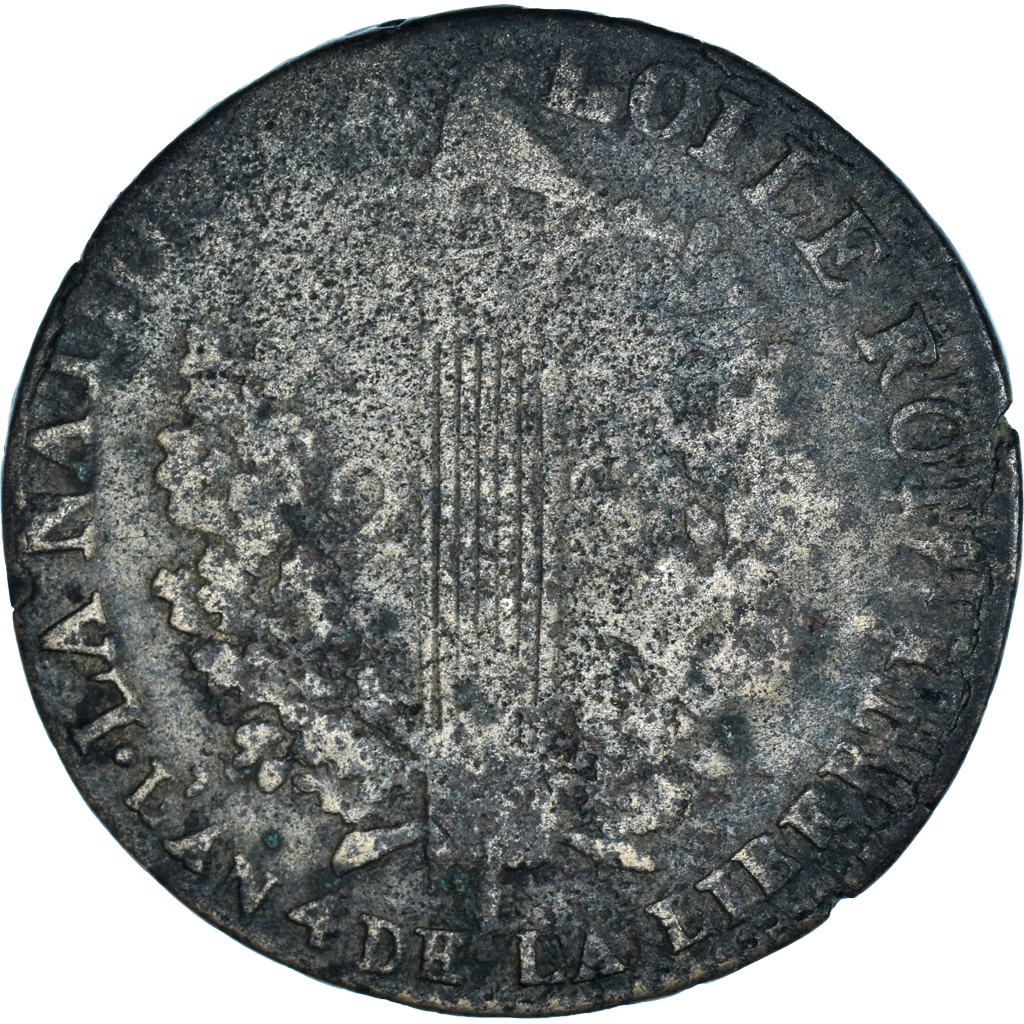 Coin, France, Louis XVI, 2 sols François, 1792 / AN 4, Clermont-Ferrand