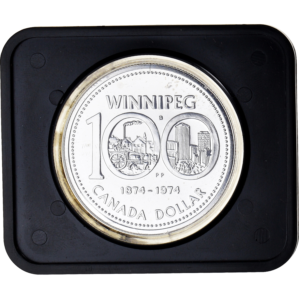 Coin, Canada, Elizabeth II, Winnipeg Centennial, Dollar, 1974, Royal Canadian