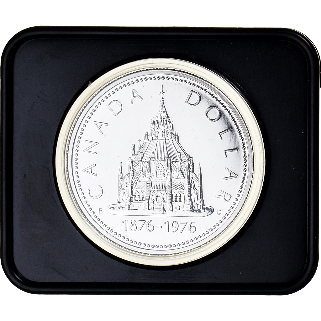 Coin, Canada, Elizabeth II, Parliament Library, Dollar, 1976, Royal Canadian