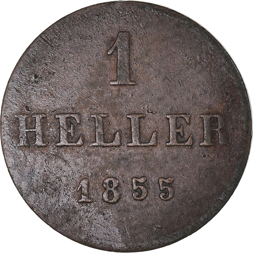 Coin, German States, FRANKFURT AM MAIN, Heller, 1855, Frankfurt, 