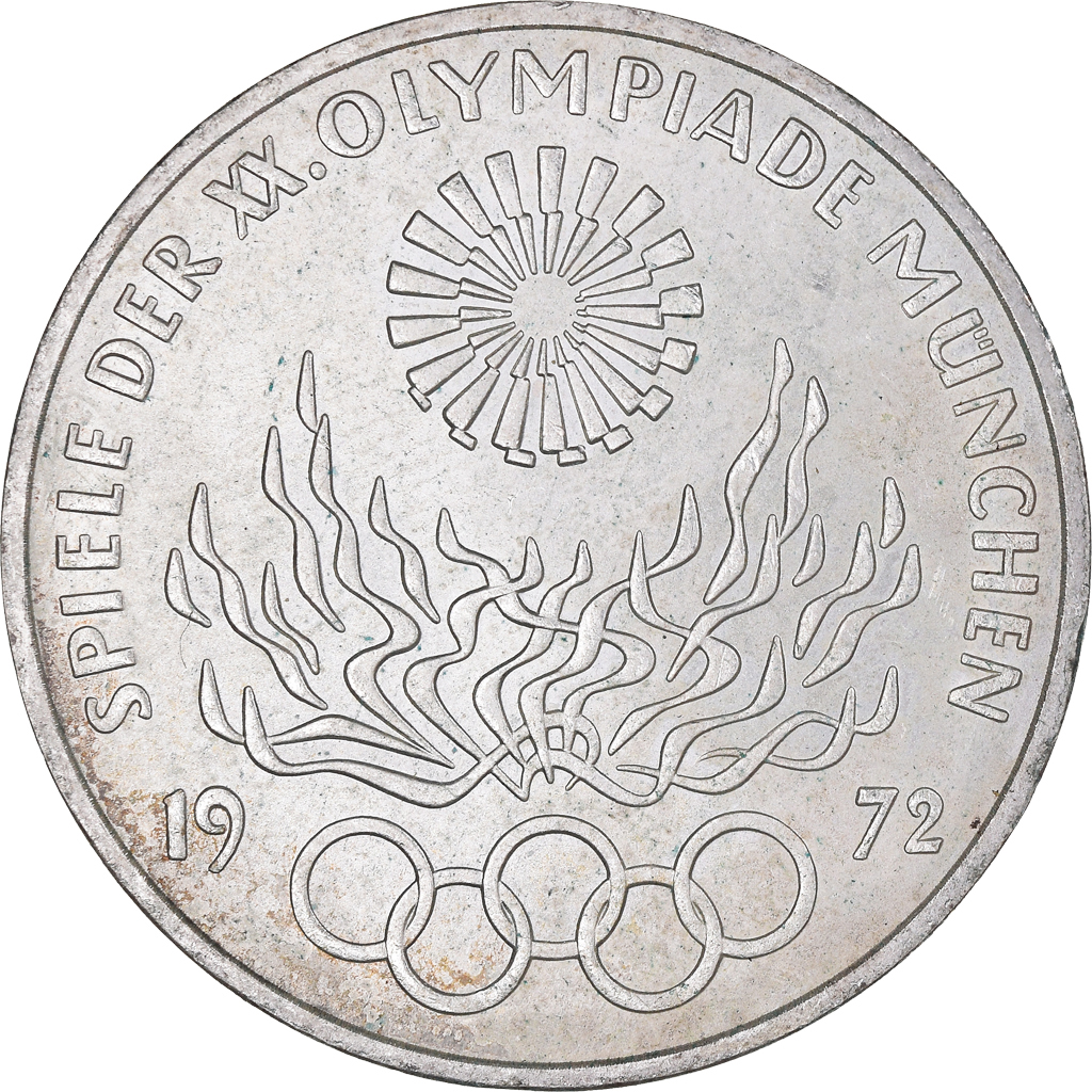 Coin, GERMANY - FEDERAL REPUBLIC, Munich olympics, 10 Mark, 1972, Hamburg