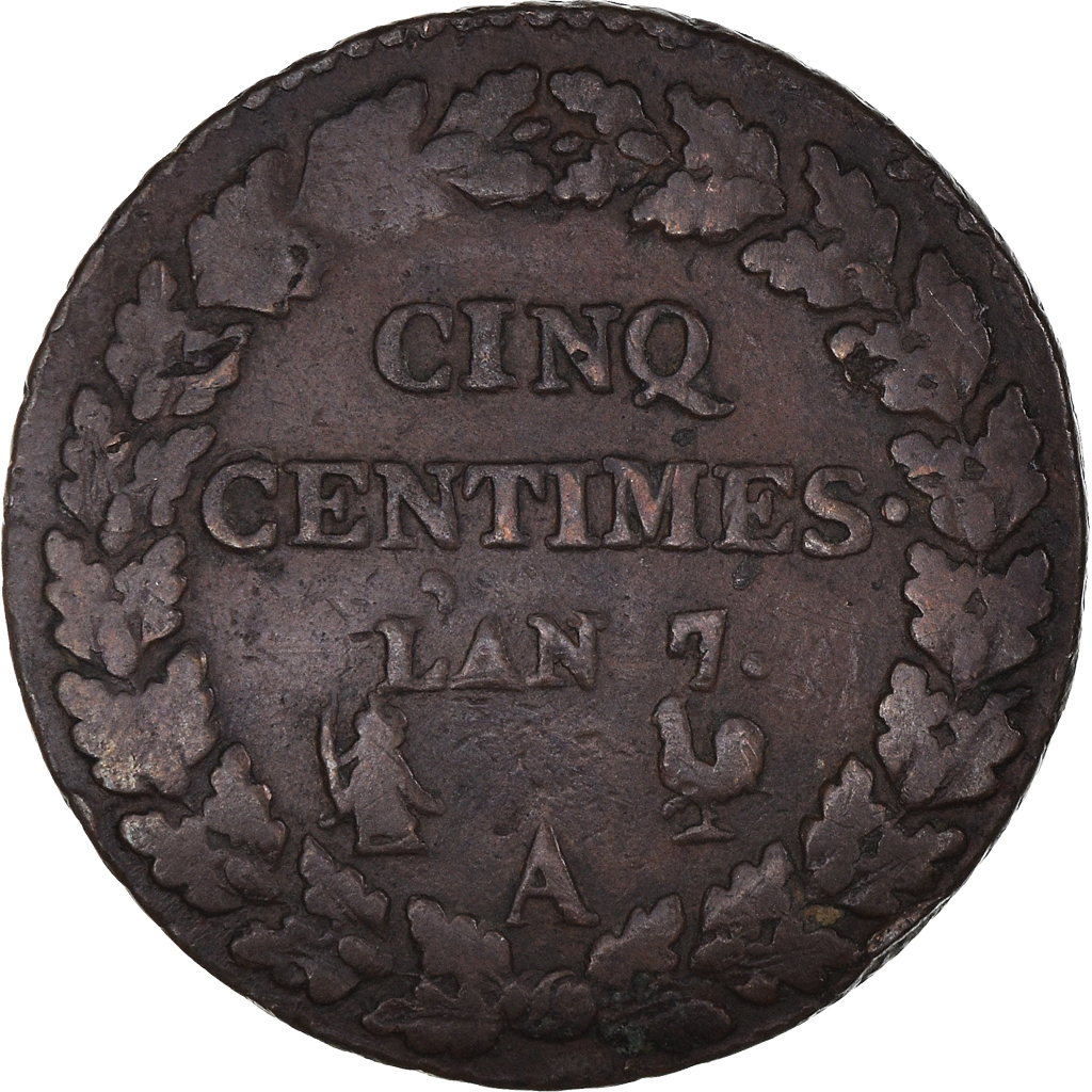 Coin, France, Dupré, 5 Centimes, AN 7, Paris, , Bronze, KM:642.1