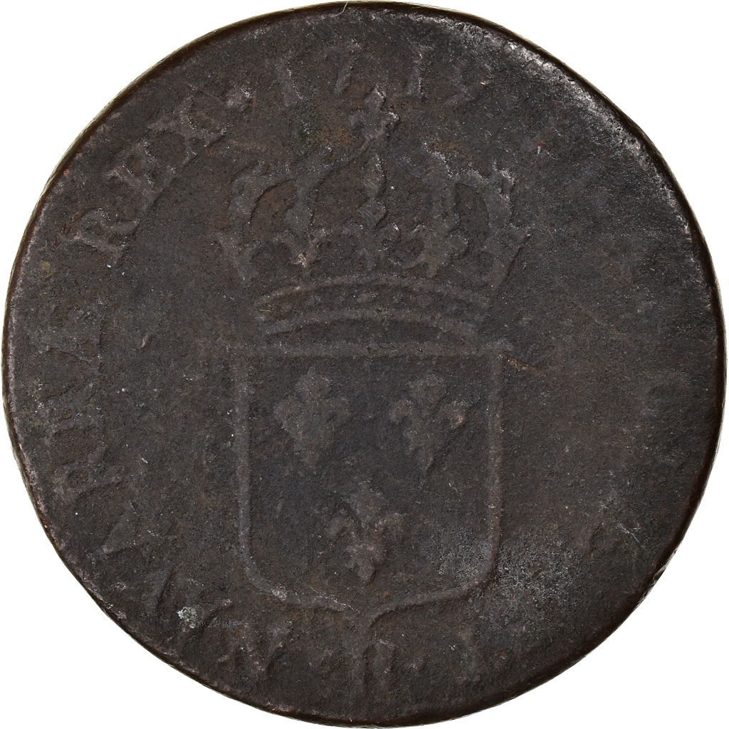 Coin, France, Louis XV, Sol au buste enfantin, 1719, Rouen, , Copper