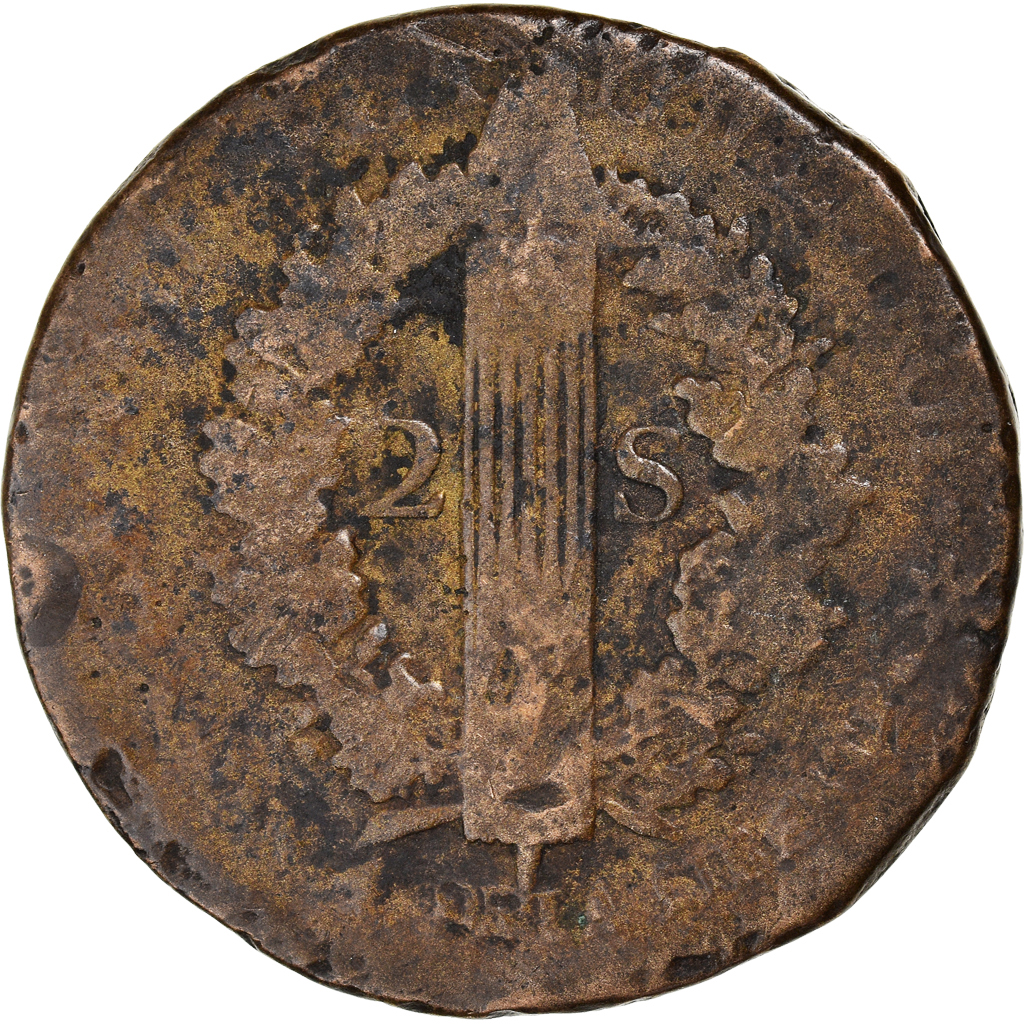 Coin, France, Louis XVI, 2 Sols, 1792 / AN 4, Strasbourg, , Bronze