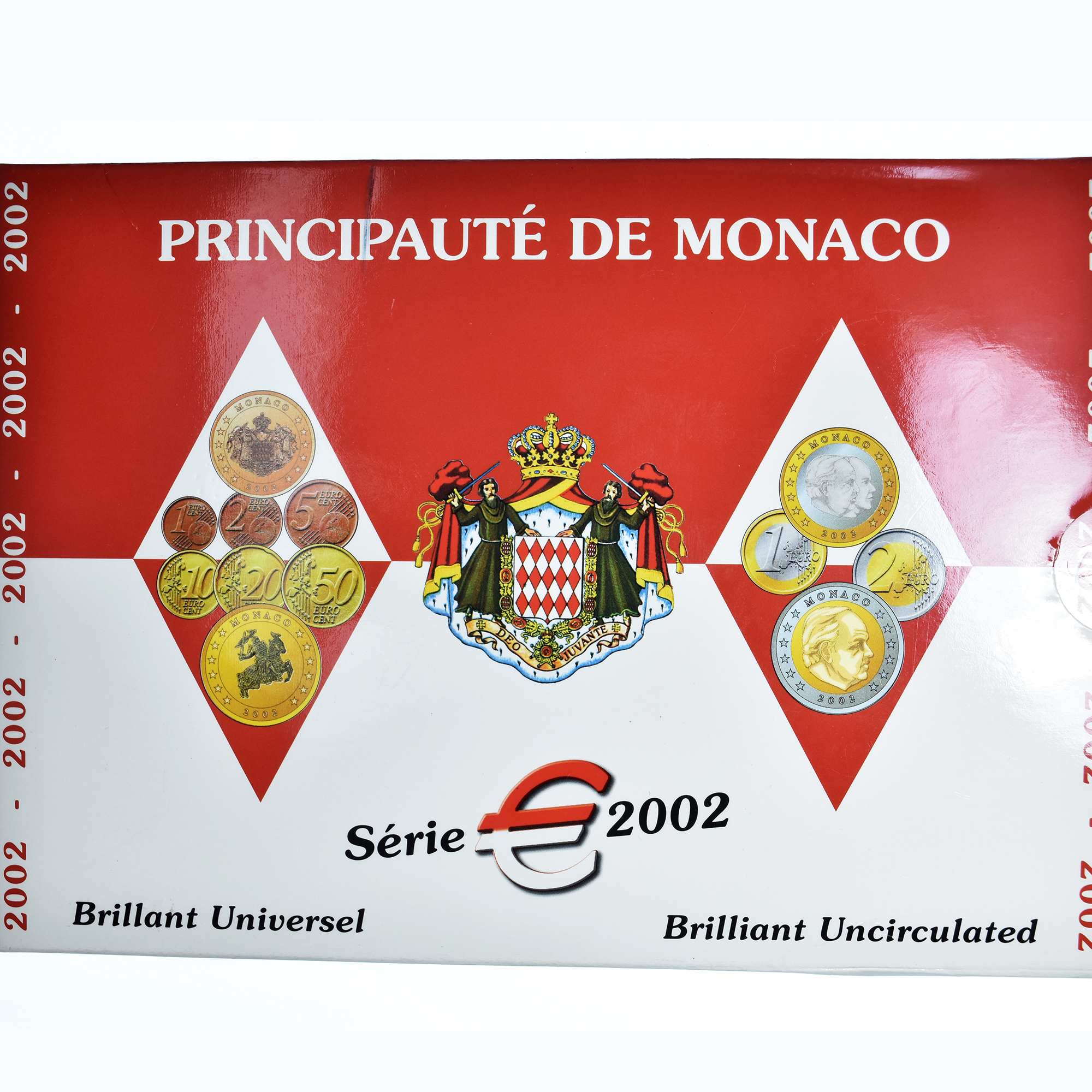 Monaco, 1 Cent to 2 Euro, Rainier III, 2002, BU, MS, Bi-Metallic