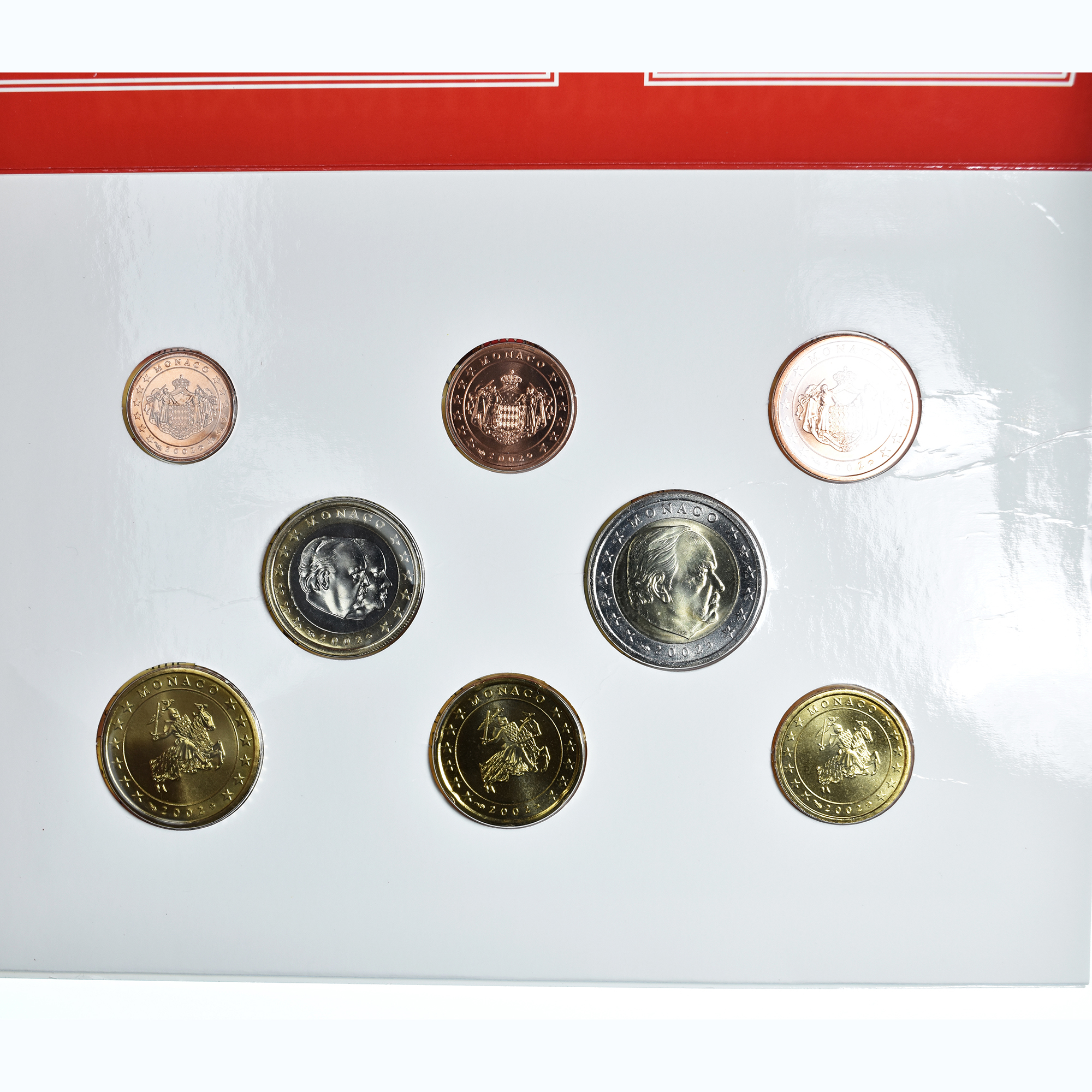 Monaco, 1 Cent to 2 Euro, Rainier III, 2002, BU, MS, Bi-Metallic
