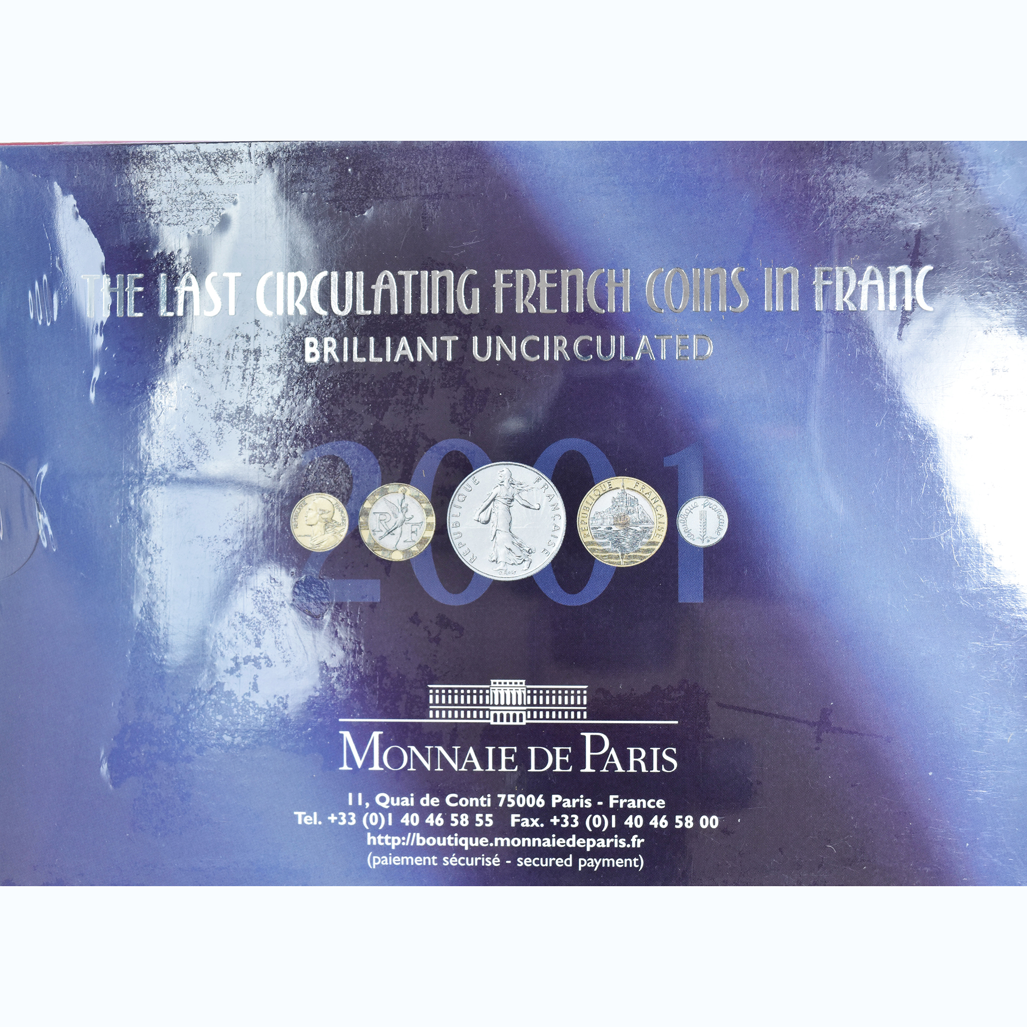 Coin, France, Coffret 1 c. à 20 frs., 2001, Monnaie de Paris, BU, 