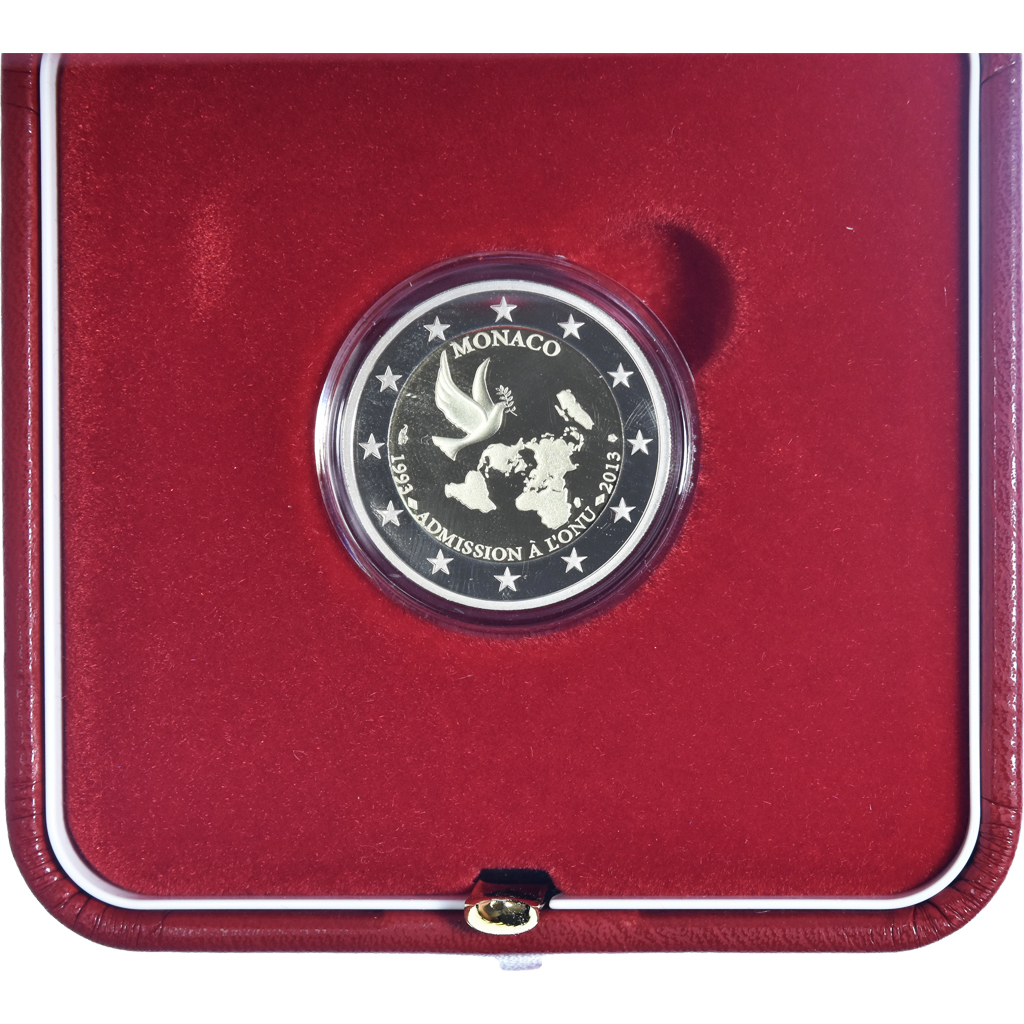 Monaco, 2 Euro, admission à l'O.N.U., 2013, BE, STGL, Bi-Metallic, Gadoury:MC