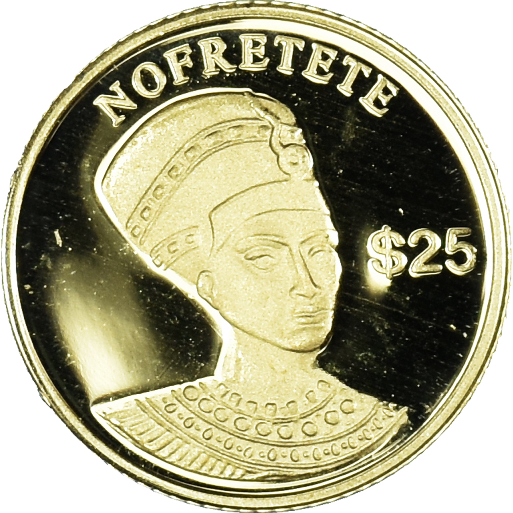 Coin, Liberia, Néfertiti, 25 Dollars, 2000, American Mint, , Gold