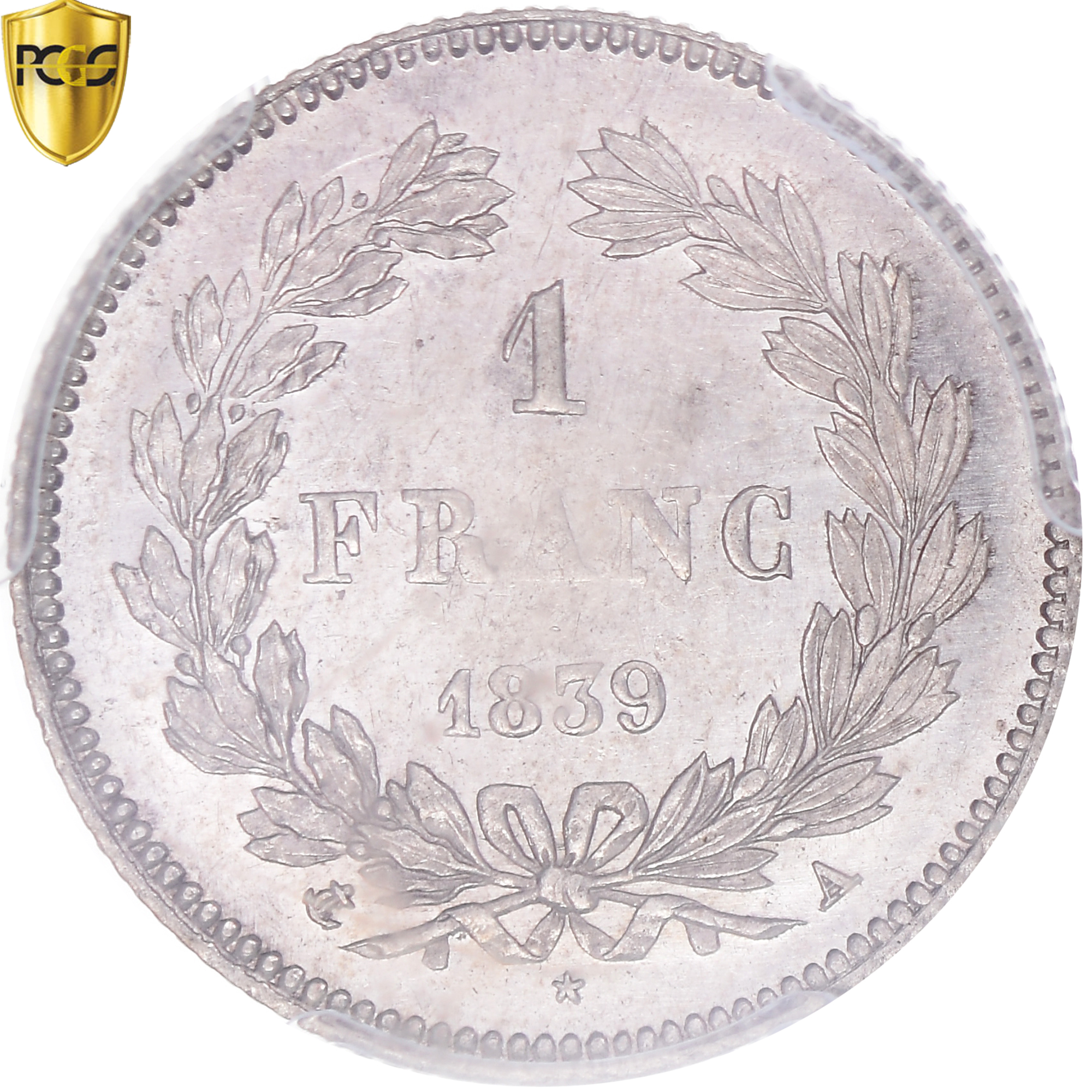 Coin, France, Louis-Philippe, Franc, 1839, Paris, PCGS, , AU(55-58), Silver