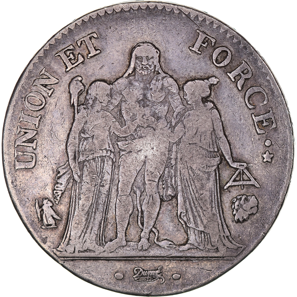 Coin, France, Union et Force, 5 Francs, AN 8/5, Bayonne, , Silver