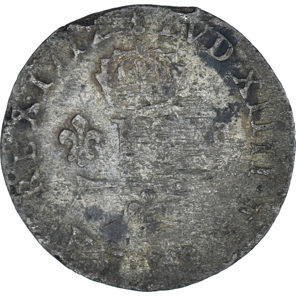Coin, France, Louis XIV, XV Deniers (pièce de), 1712, Metz, VF, Billon