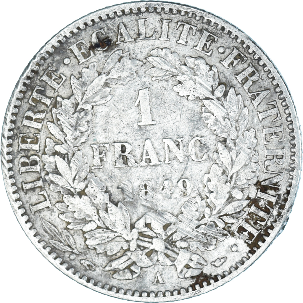 Coin, France, Cérès, Franc, 1849, Paris, VF, Silver, KM:759.1