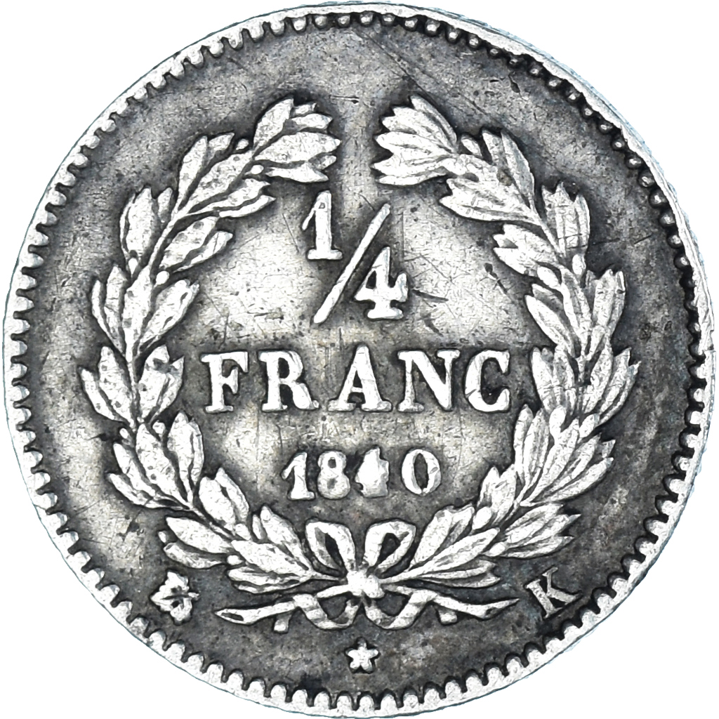 Coin, France, Louis-Philippe I, 1/4 Franc, 1840, Bordeaux, VF, Silver