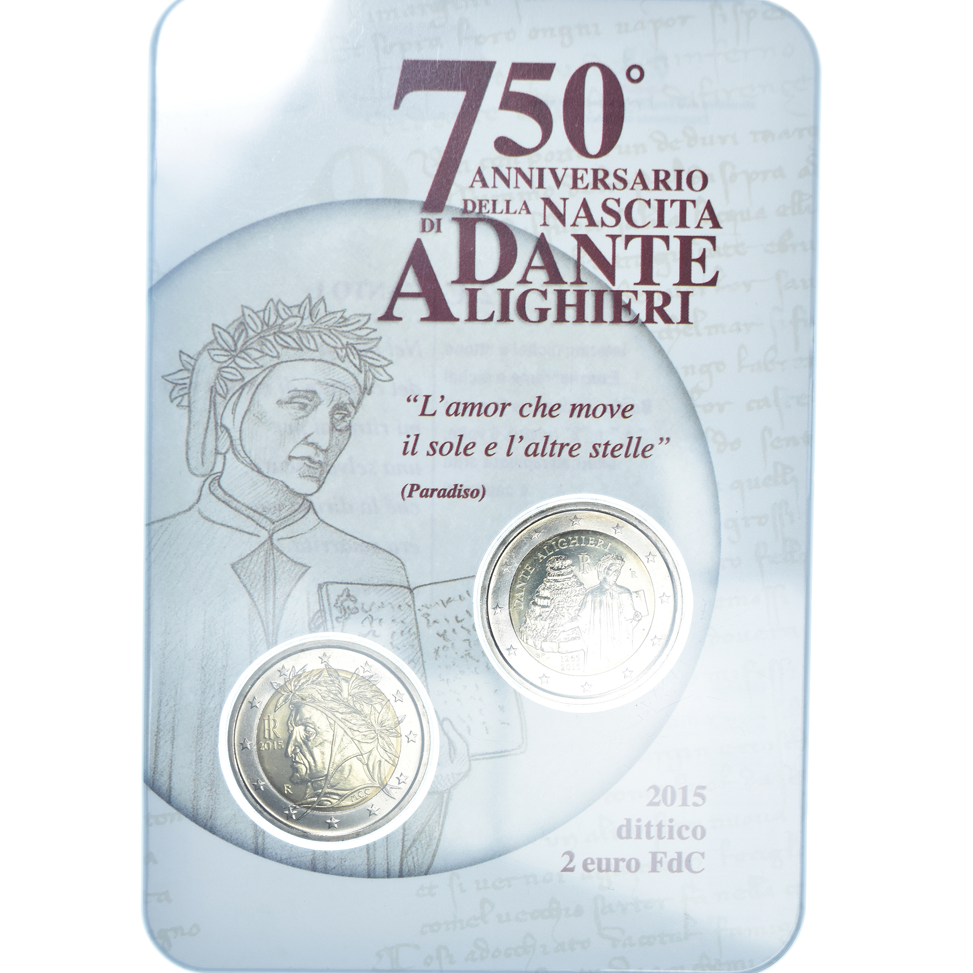 Italy, 2 Euro, Dante Alighieri, 2015, Rome, BU, , Bi-Metallic