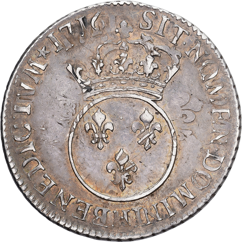 Coin, France, Louis XV, 1/4 Ecu Vertugadin, 1716, La Rochelle, réformé