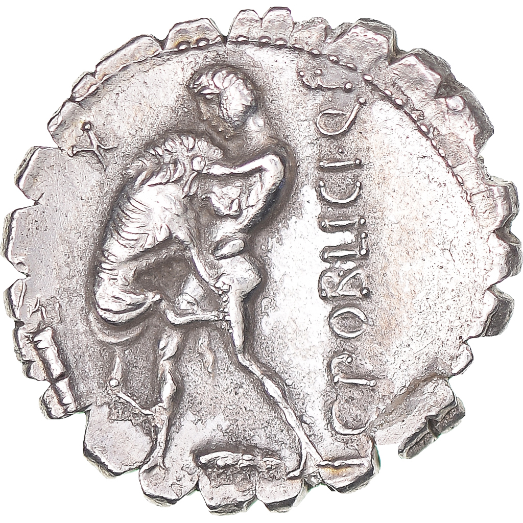 Coin, C. Poblicius Q.f., Denarius Serratus, ca. 80 BC, Rome, Repaired