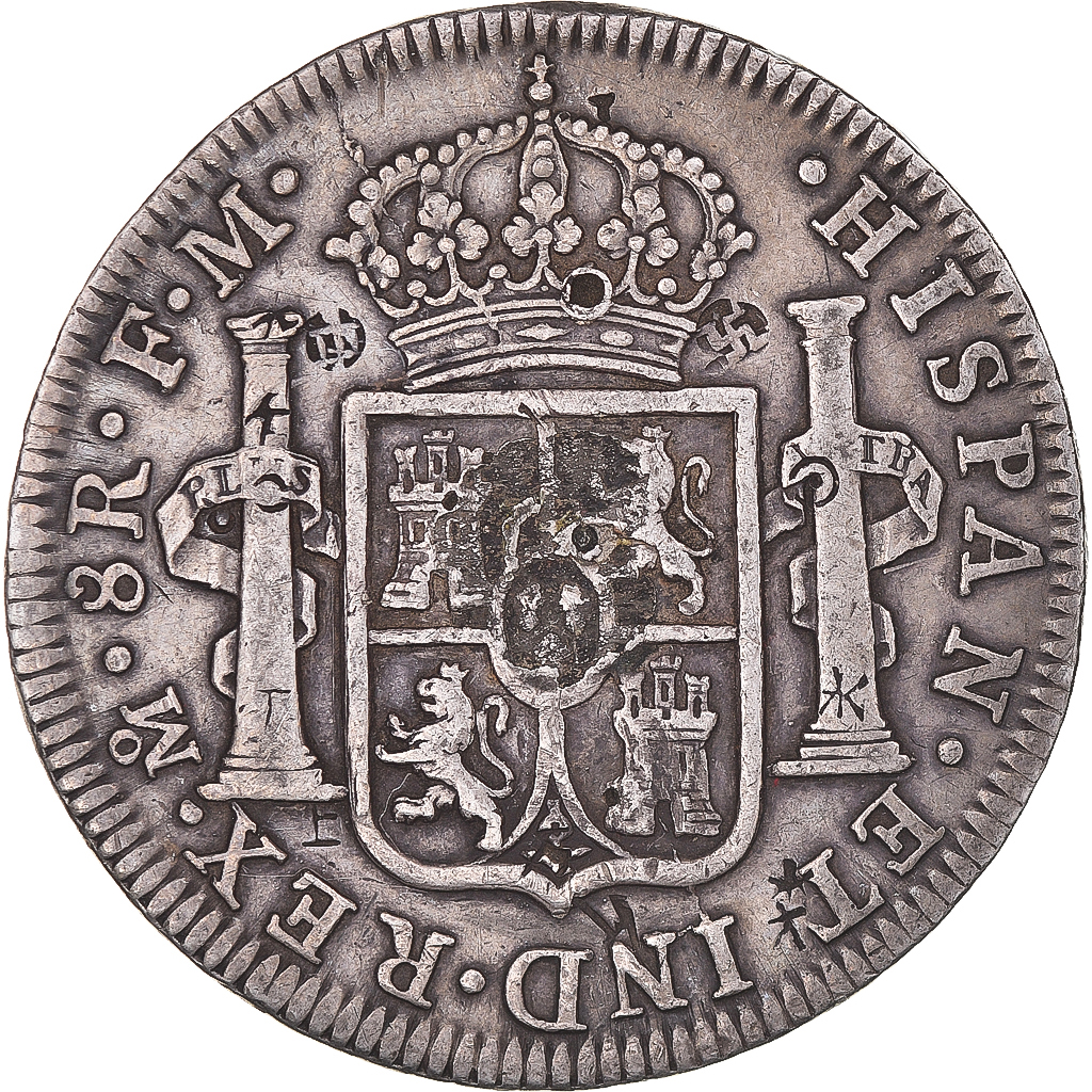 Coin, Spain, Charles IV, 8 Reales, 1796, Mexico, Countermarks