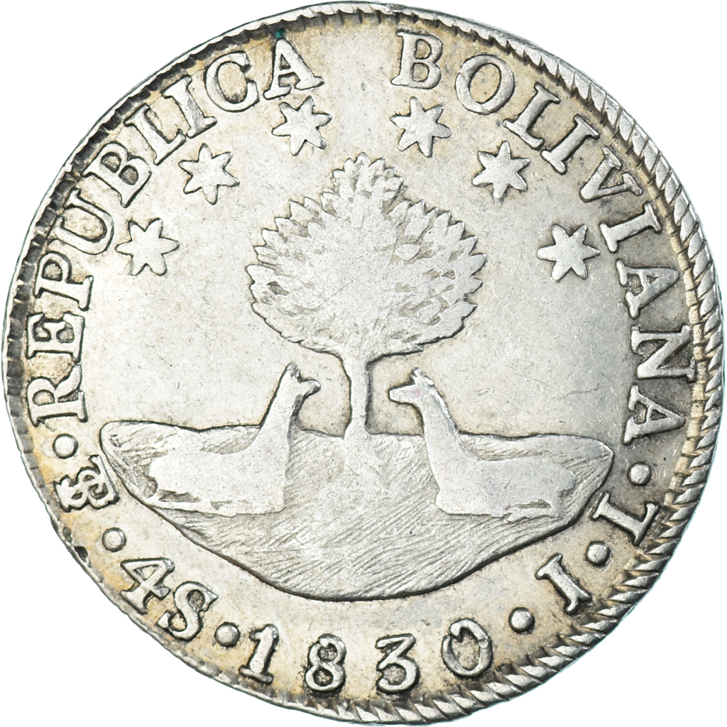 Coin, Bolivia, 4 Soles, 1830, Potosi, JL, , Silver, KM:96a.1