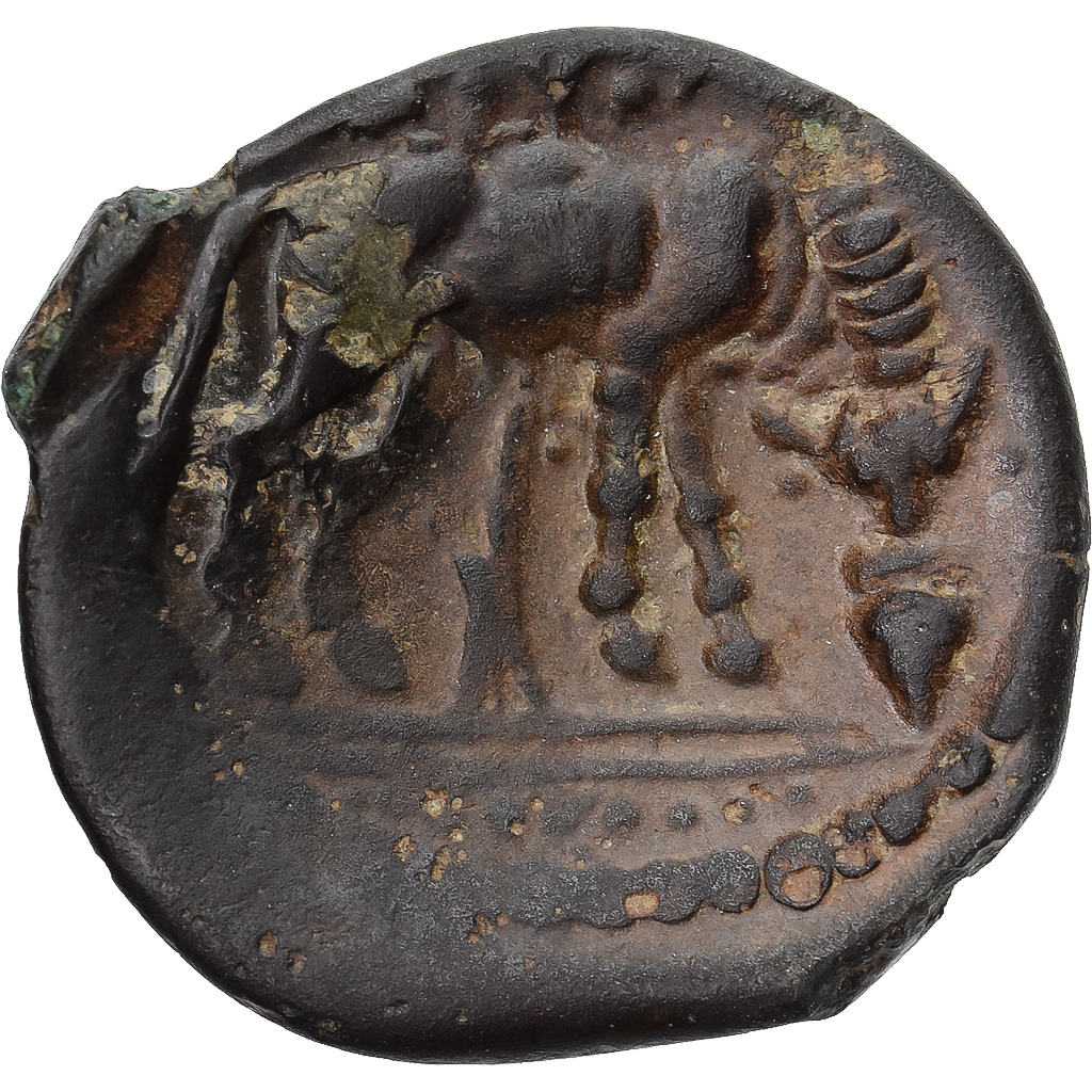 Coin, Aedui, Bronze au taureau, 80-50 BC, Autun, VF, Bronze