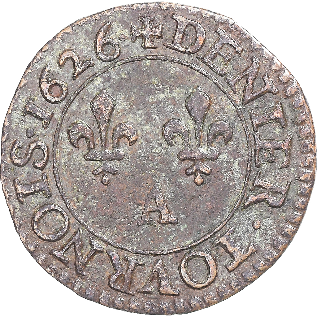 Coin, France, Louis XIII, Denier Tournois, 1626, Paris, , Copper